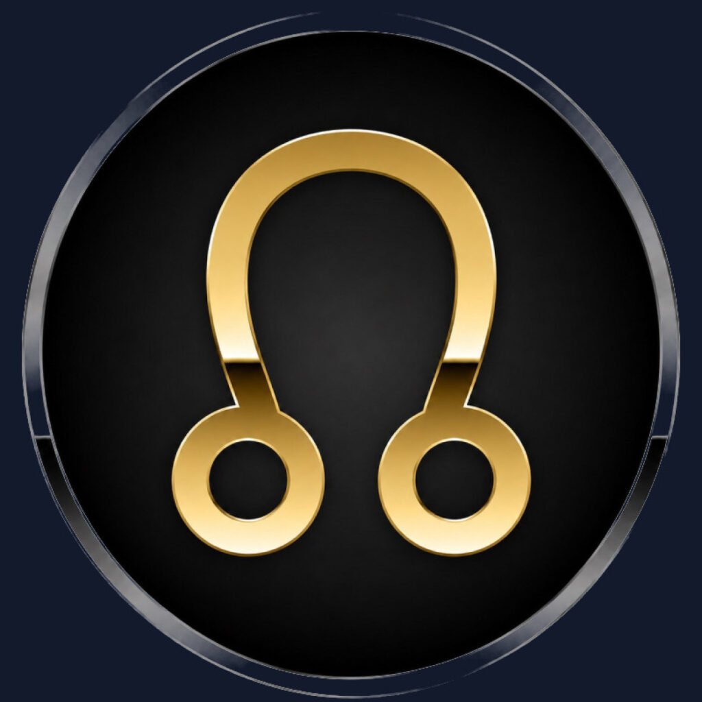 North Node of the Moon astrological symbol in gold on a black disc